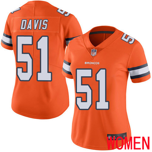 Women Denver Broncos 51 Todd Davis Limited Orange Rush Vapor Untouchable Football NFL Jersey